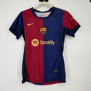 Nike FC Barcelona 2024-25 Home Spotify Soccer Jersey Maroon Blue Womens Small